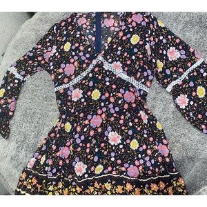 Floral dress with white cut out/lace